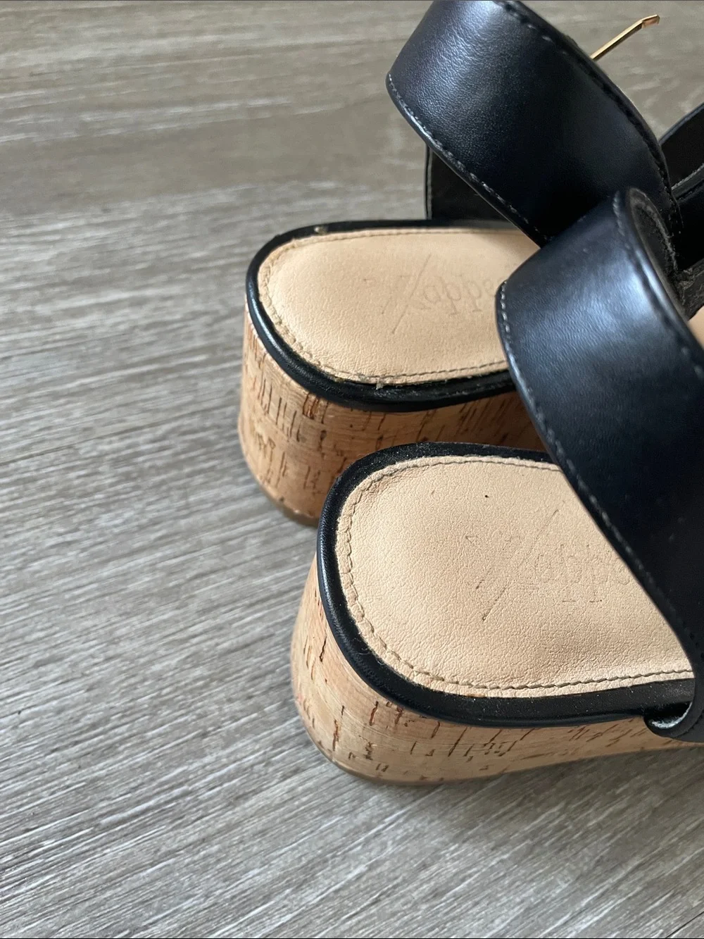Xappeal Black Cork Wedge Sandals